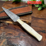 Damascus Steel Knife with Camel Bone