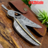 LeafEdge Damascus Folding Knife