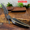 LeafEdge Damascus Folding Knife