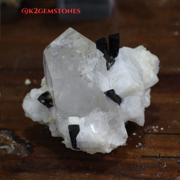 Tourmaline Crystals with Green Cap on Quartz & Albite