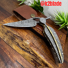 LeafEdge Damascus Folding Knife