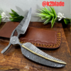 LeafEdge Damascus Folding Knife