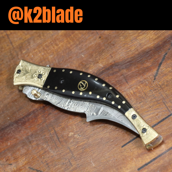 Black Stallion Damascus Pocket Knife