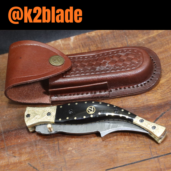 Black Stallion Damascus Pocket Knife