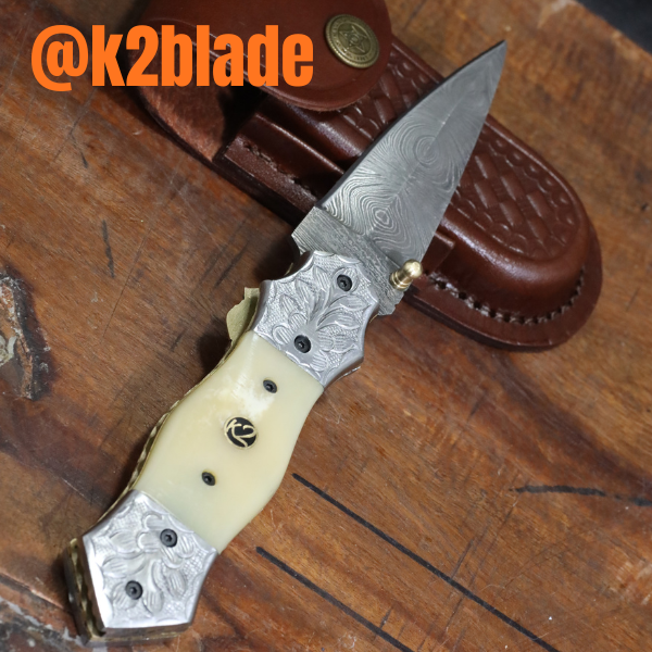 Heritage Ivory Damascus Folder knife
